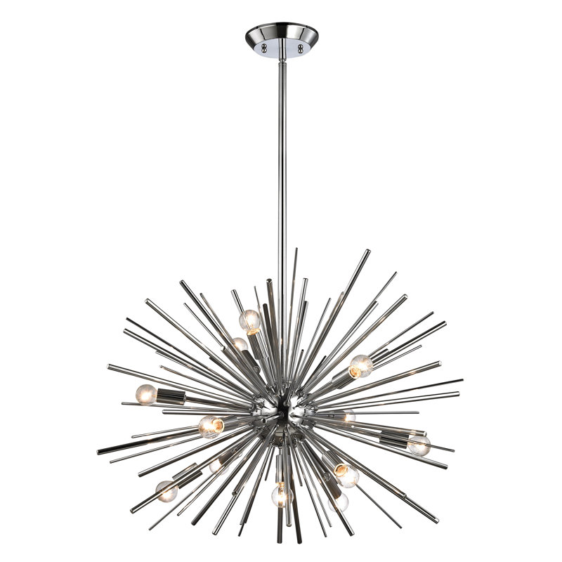 Lustre 12 lumières Starburst - chrome poli