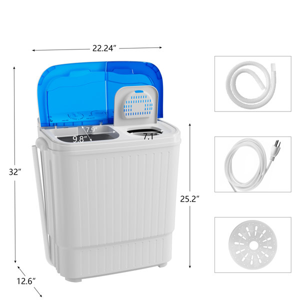 Dalxo 18lbs. Capacity Washer Twin Tub 2.33 cu.ft. Portable Washer