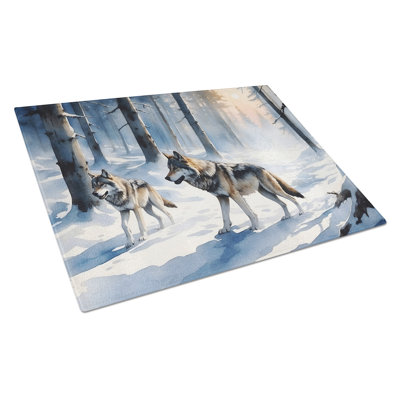 Winter Wolves Glass Cutting Board