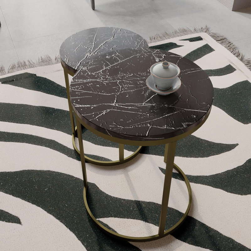 Table basse ronde en simili marbre Alari