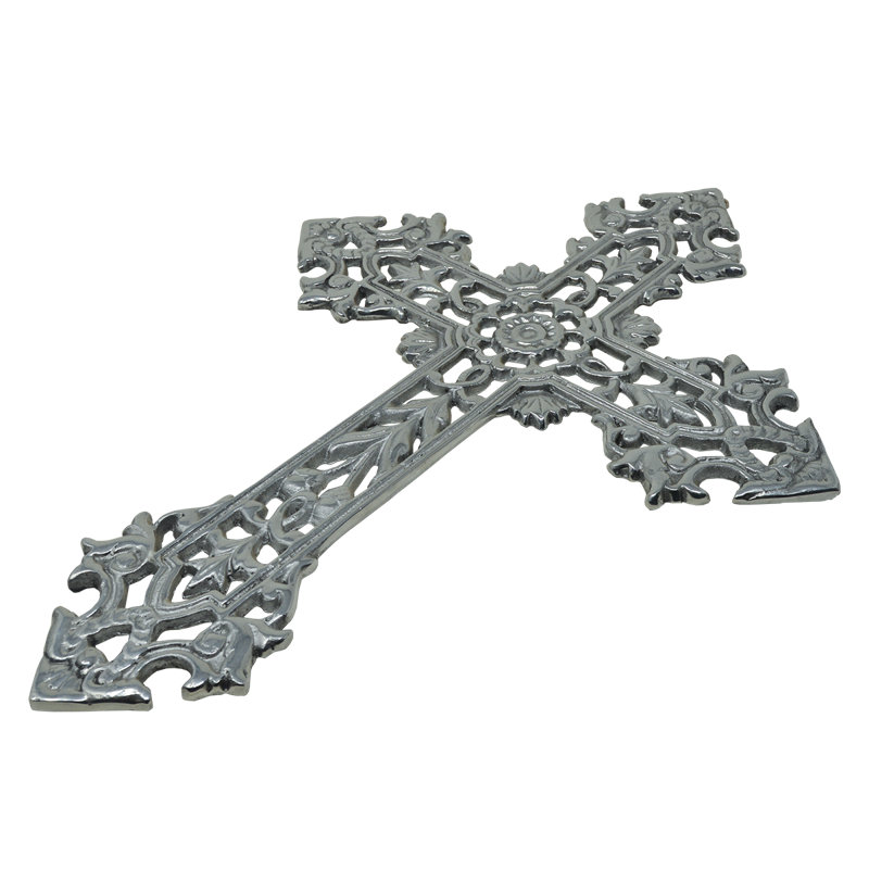 Pewter Cross In Baroque Shape