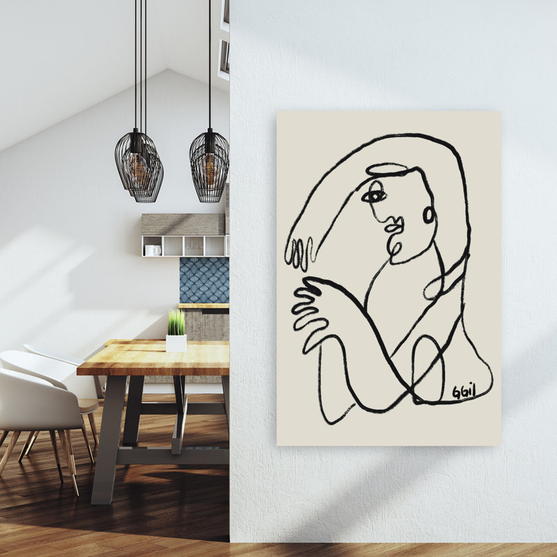 Loving Embrace Abstract Minimalist Modern Portrait Wall Art Print 1 Piece Wrapped Canvas Wall Art, 152.4cm H x 101.6cm W
