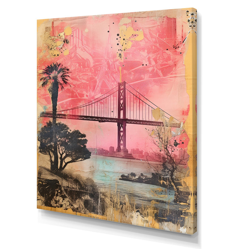 San Francisco Dreams, collage rétro rose I, Toile tendue, H 40 po x l 30 po x P 1,5 po