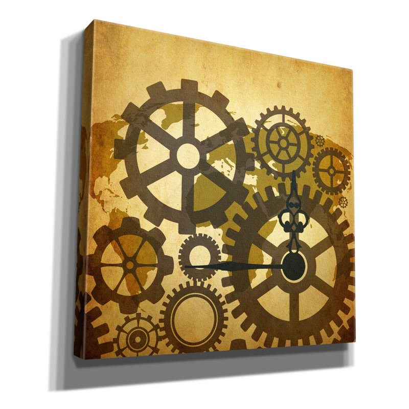 'Clock Map 2' by Mark Ashkenazi Canvas Wall Art, 26" H x 26" W x 1.5" D