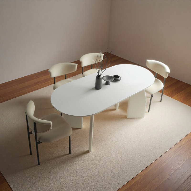 Table de salle à manger ovale en bois de frêne massif, 5 pièces: table, 4 chaises, H 29,5 po x l 70,9 po x P 31,5 po