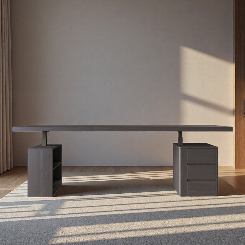 Computer Desk, Tan, 52.76" H x 86.61" W x 33.46" D