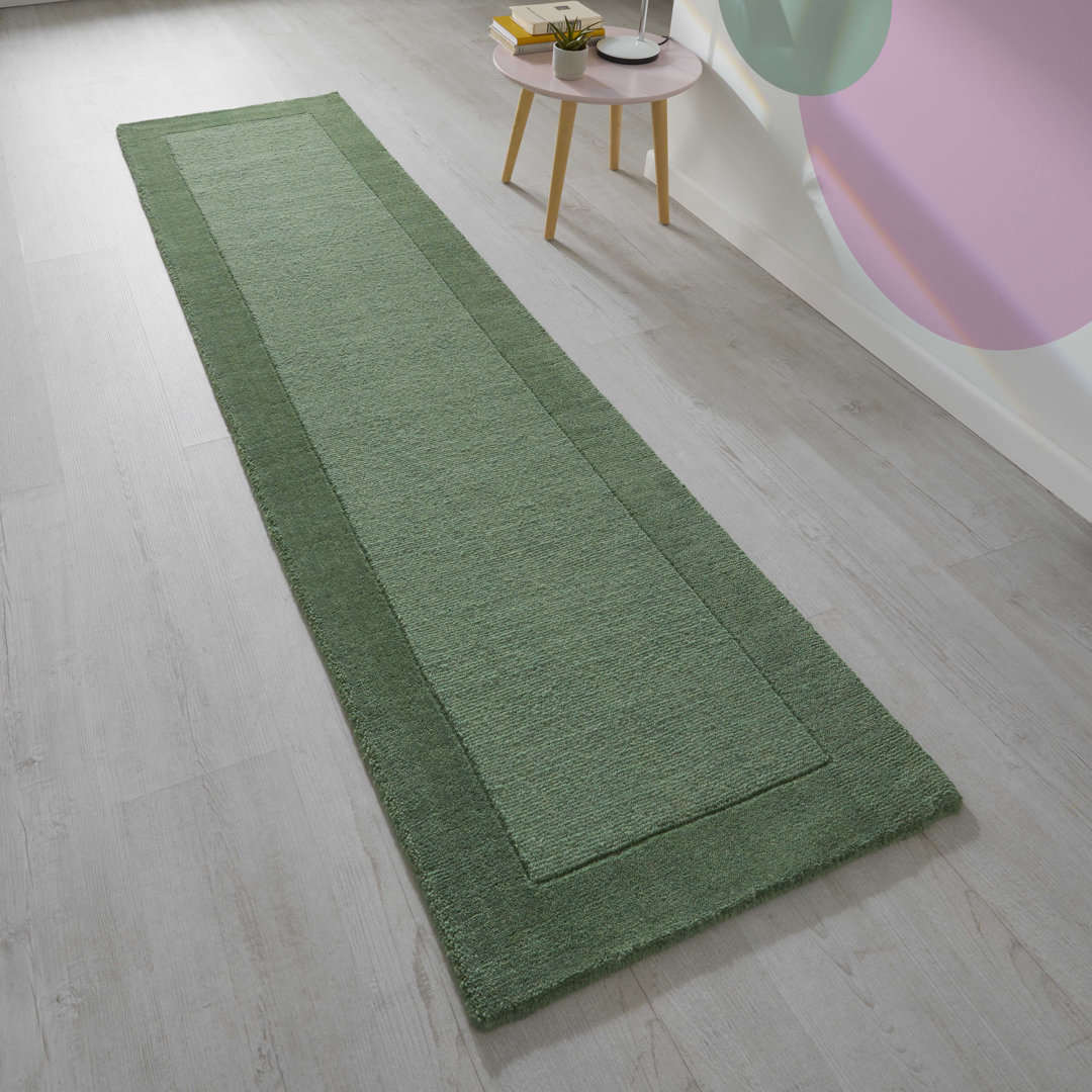 Comptche Hand Loomed Wool Green Rug