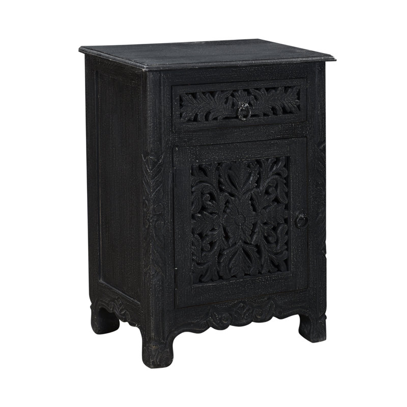 Harleen 22'' W Solid Wood Nightstand, Left, Black