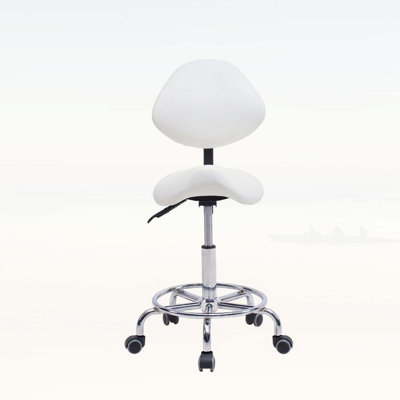 Ergonomic Saddle Stool Chair with Adjustable Backrest, Swivel Hydraulic Seat, and Wheels for Medical and Dental Use