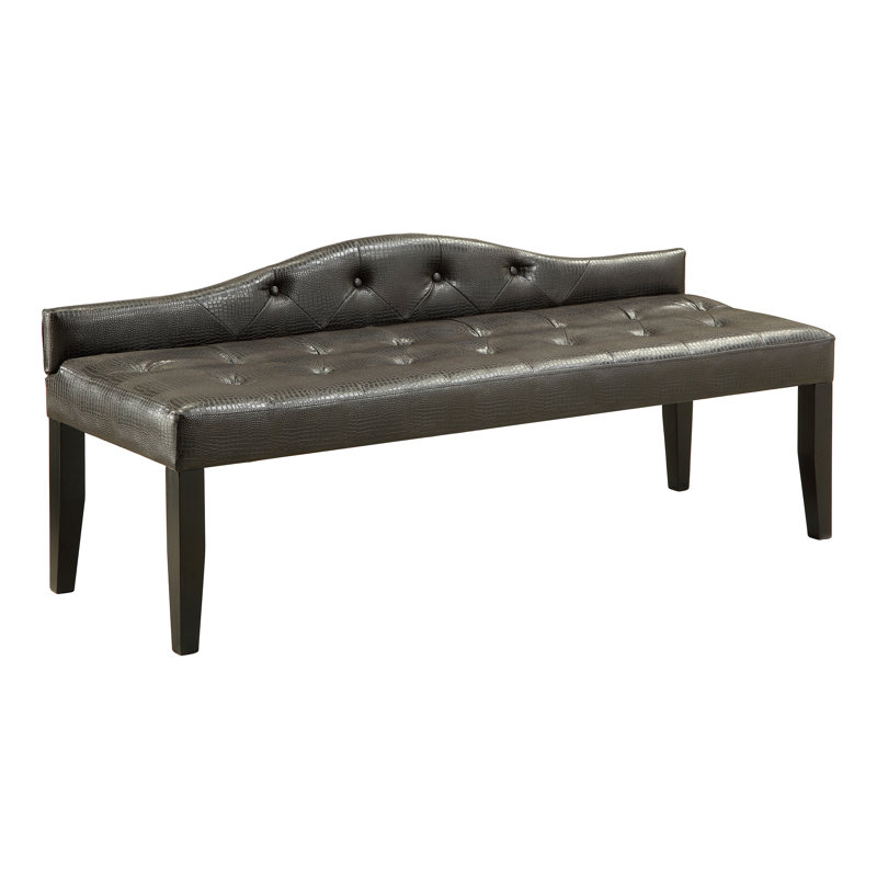 Banc en similicuir Fela, Noir, H 26 po x l 64 po x P 21 po