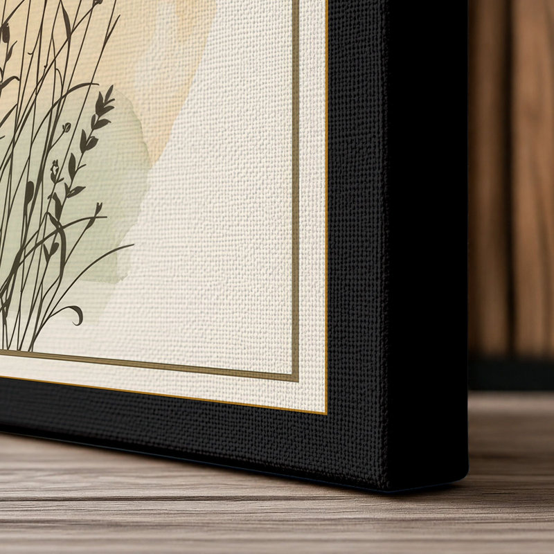 Ornamental Grass Study Botanical - Wrapped Canvas, 30x20 - 76.2 x 50.8 cm, Black Border