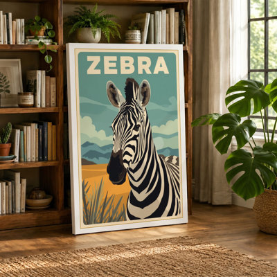 Zebra Study Vintage 1 Piece Wrapped Canvas Wall Art