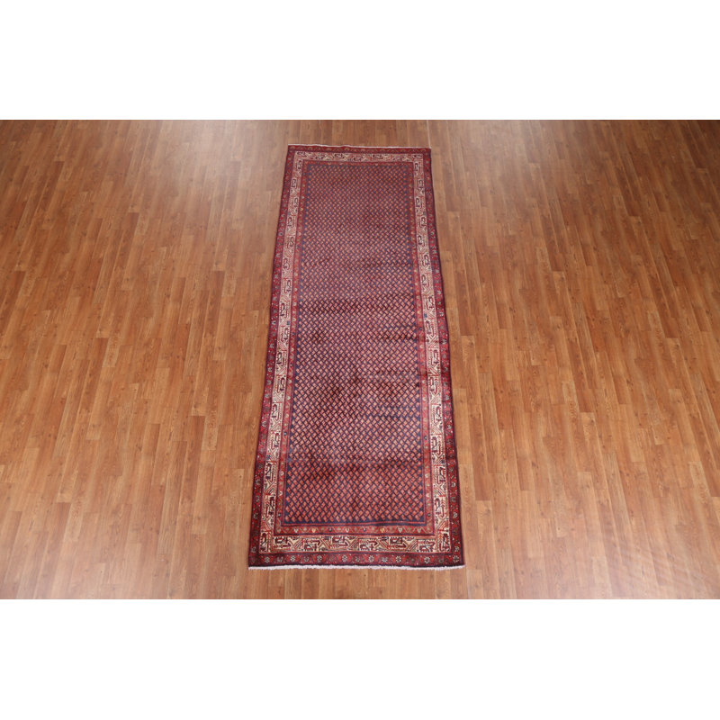 Tapis de couloir unique en laine noué à la main de style 1980S de 3 pi 7 po x 9 pi 8 po Rhowan