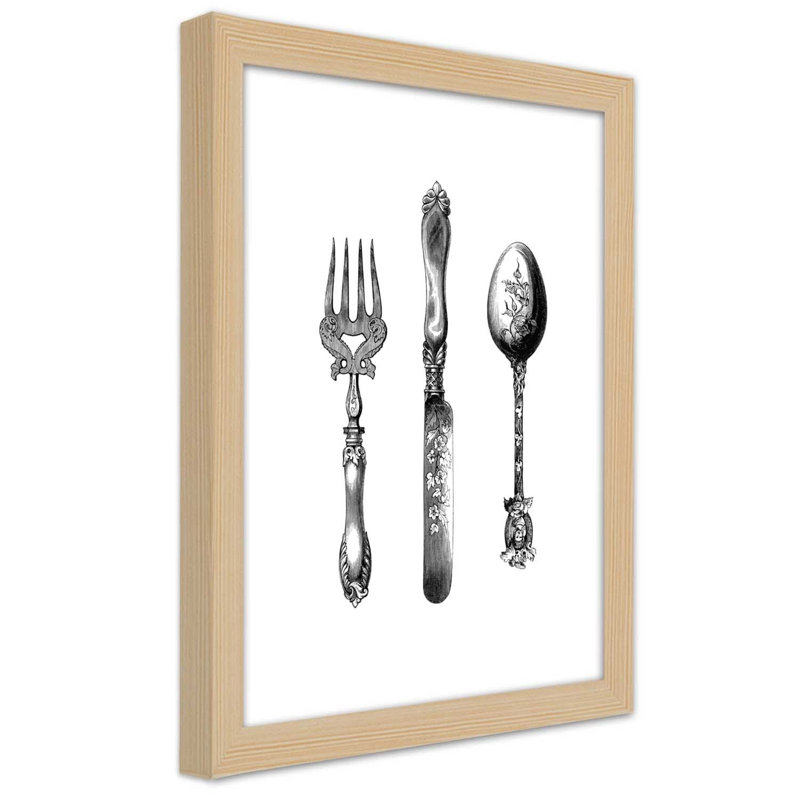 Rustic Cutlery - Single Picture Frame Print, Tan, 100cm H x 70cm W