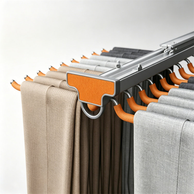 Porte-pantalons pour garde-robe encastré de qualité supérieure avec glissières d'amortissement