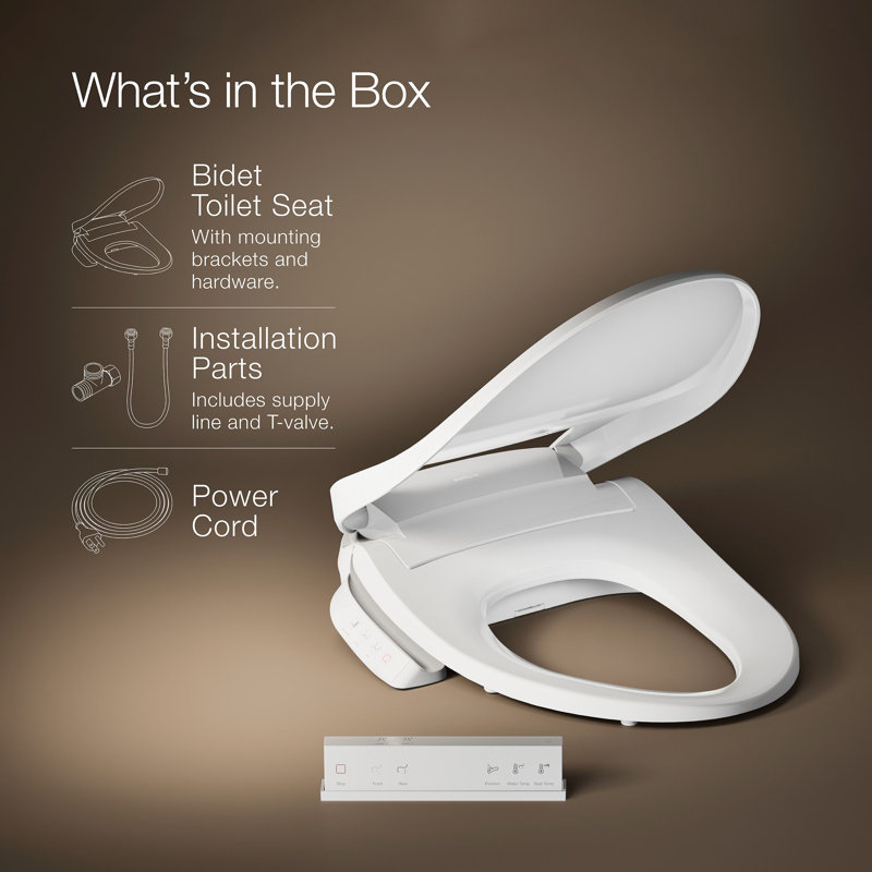 PureWash E700 Elongated Heated Bidet Toilet Seat with Remote Control, Bidet Warm Water, White