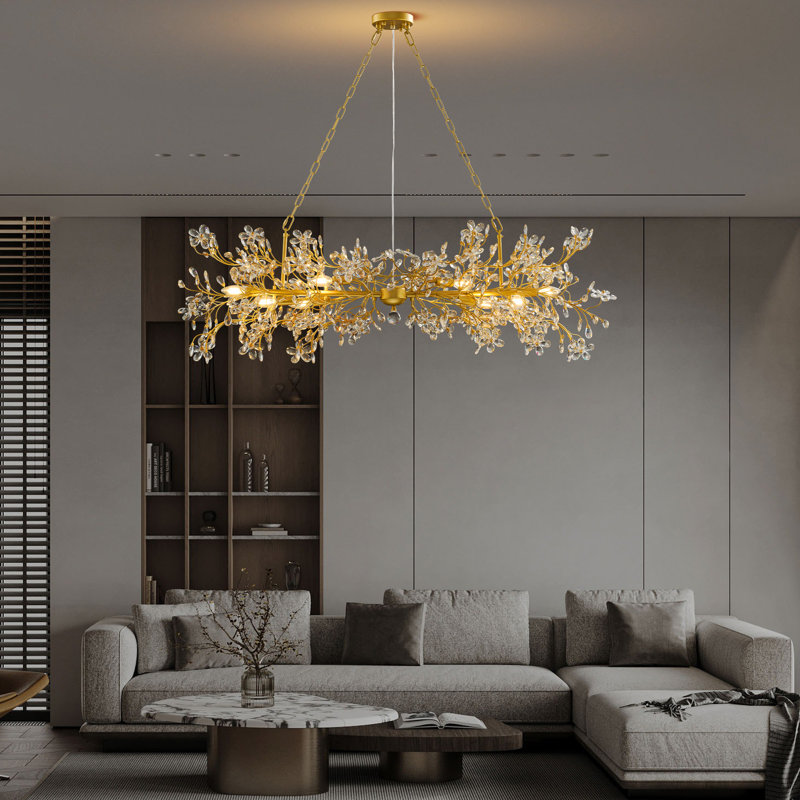 Lustre moderne 51,2 po en forme de branche d'arbre pour salle à manger - finition laiton, Laiton
