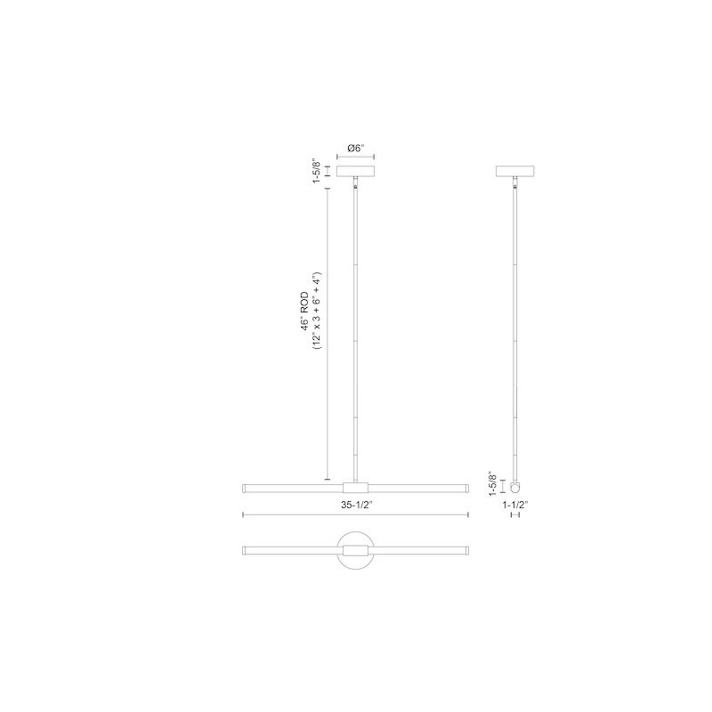 1 - Light LED Pendant, Black