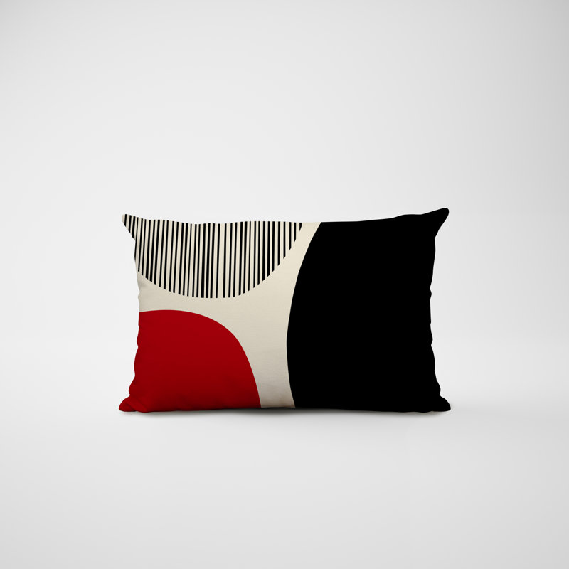 Housse et insert de coussin rectangulaire intérieur / extérieur en polyester / mélange de polyester Chamu, Rouge / noir