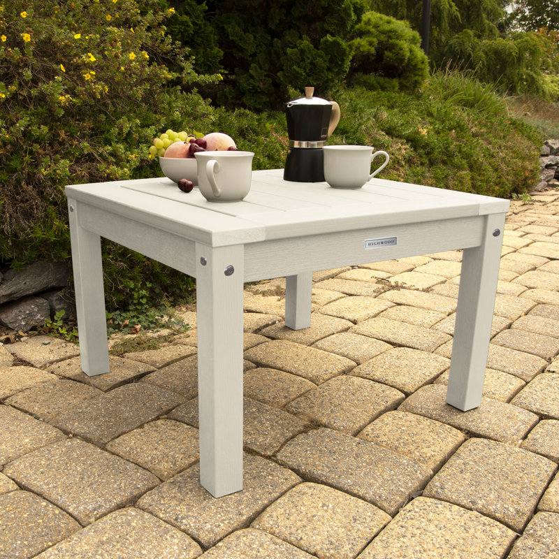 Chaise Adirondack en plastique avec table Anette, Blanc délavé