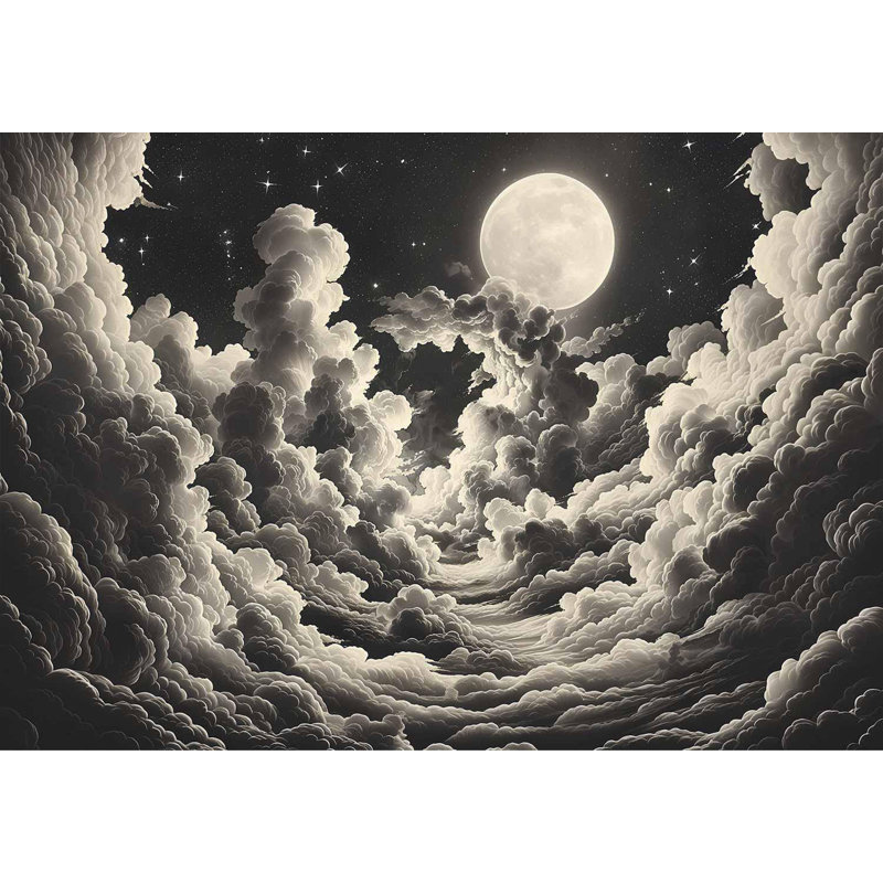 Peel & Stick Space Wall Mural - Moon And Stars At Night, 57" W x 41" L