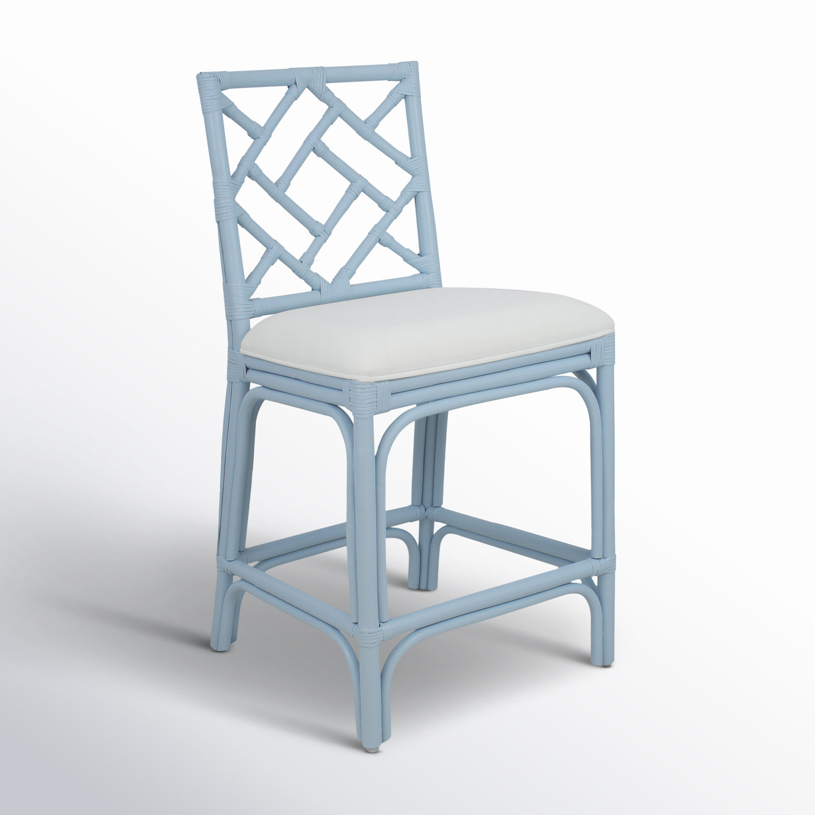 Fulton Bar Stool, Counter Stool (24" Seat Height), White Seat / Blue Frame