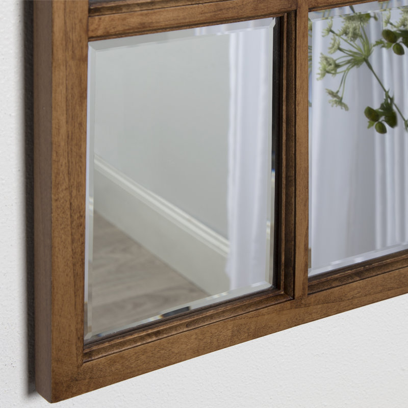 Busby Solid Wood Flat Mirror, Brown, 32" x 26"