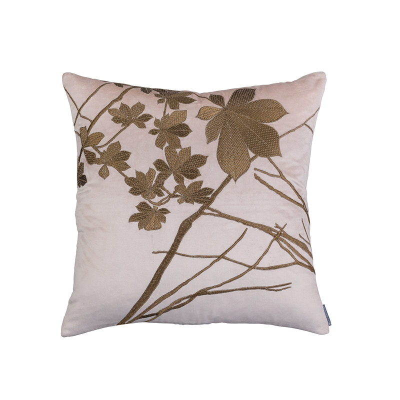Leaf Square Pillow Cover & Insert, Blush/Antique Gold