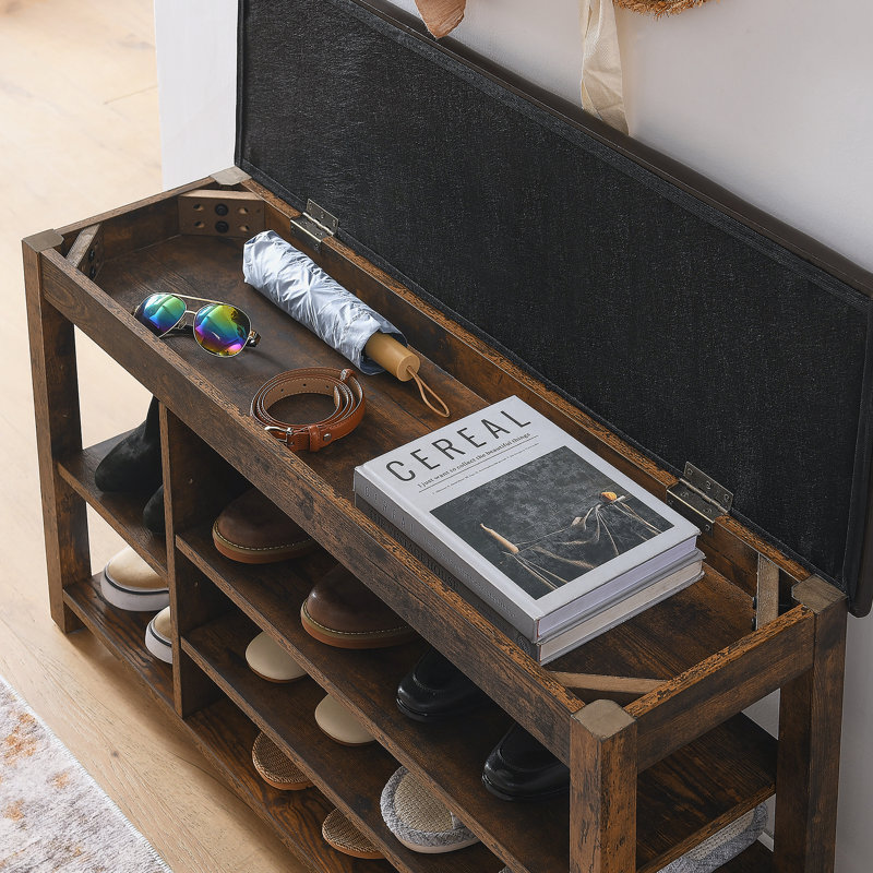 Banc à chaussures avec compartiments de rangement, Rétro
