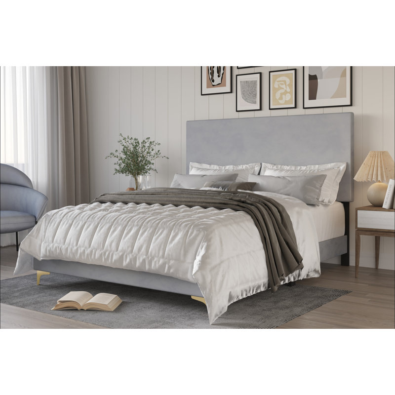 Rhea Upholstered Standard Bed, Twin, Silver Gray