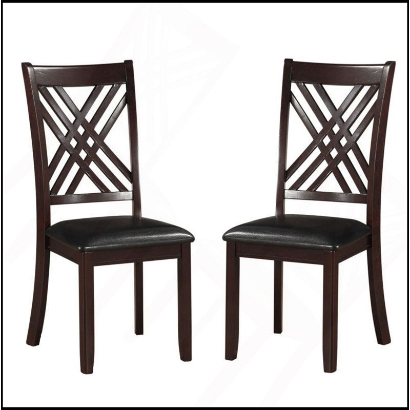 Ensemble de 2 chaises d'appoint avec siège rembourré en polyuréthane, noir et espresso