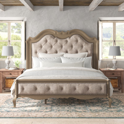 Tasker Tufted Solid Wood and Upholstered Low Profile Standard Bed -  Laurel Foundry Modern Farmhouse®, A36D3A0E0846453995148D822FBD7062