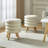 Caliya 15.7" W Round Sherpa Ottoman with Solid Wood Legs-71035938