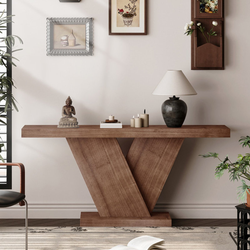 Console en bois massif Minerva, Noyer