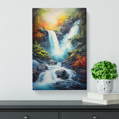 Waterfall Action Painting - Wrapped Canvas