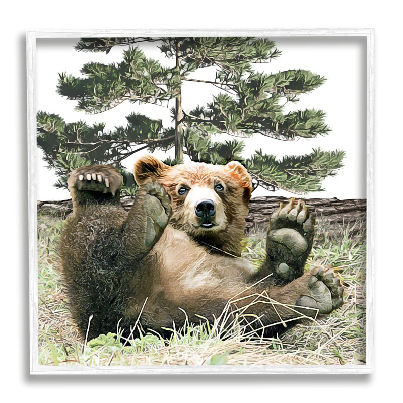 Reproduction d'art de giclée blanche, jouant des oursons dans la forêt, par Kim Curationa, H 12 po x l 12 po x P 1,5 po