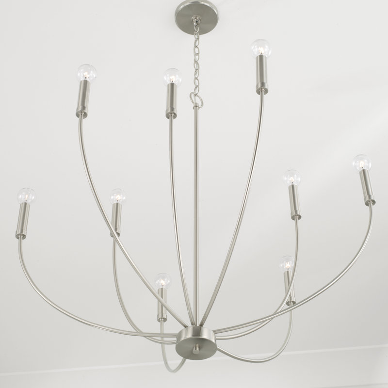 Ansley Dimmable Classic / Traditional Chandelier, Brushed Nickel, 9 Lights