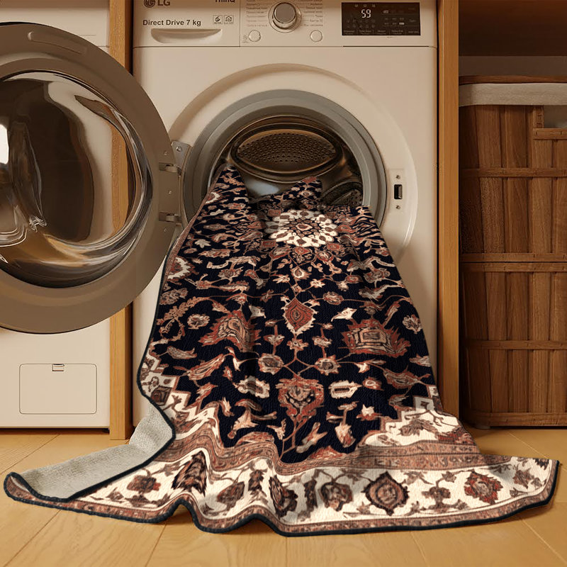 Tapis brun lavable à la machine, Rectangle de 5 pi x 8 pi