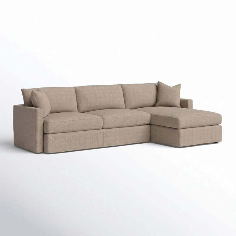 Hartig Upholstered L-Shaped Sectional, Conversation Linen Basketweave, Right Hand Facing