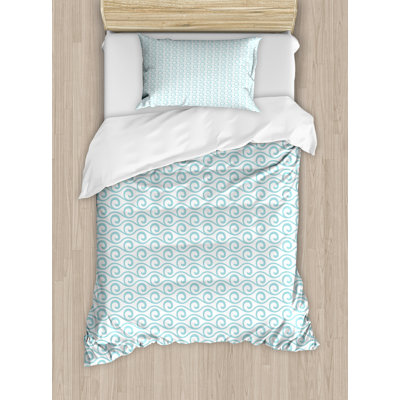 Ambesonne Chevron Duvet Cover Set, Classic Compact Zigzags, Twin, Pale Blue White -  nev_31902_twin