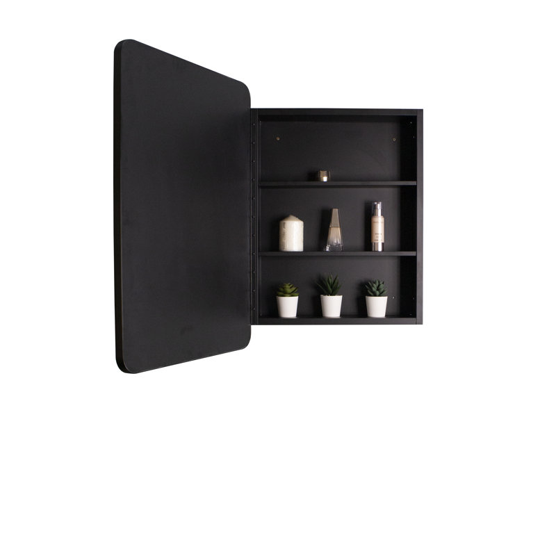 Miroir à pharmacie mural Poulsbo, H 30 po x l 24 po x P 4,9 po, Noir