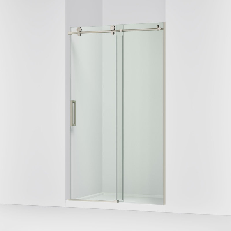 Composed Sliding Shower Door, 78 In. H X 44-1/8 - 47-7/8 In. W, With 3/8 In. Thick Crystal Clear Glass, Nickel