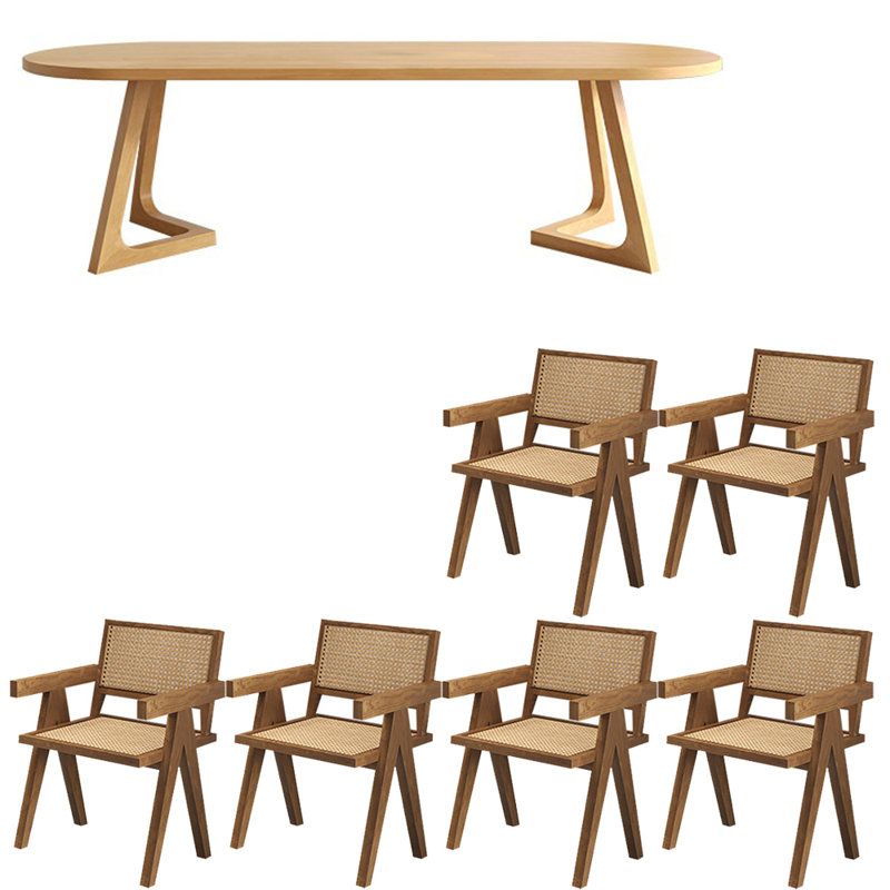 Modern simple solid wood dining table set., 29.5"H x 62.9"L x 27.5"W