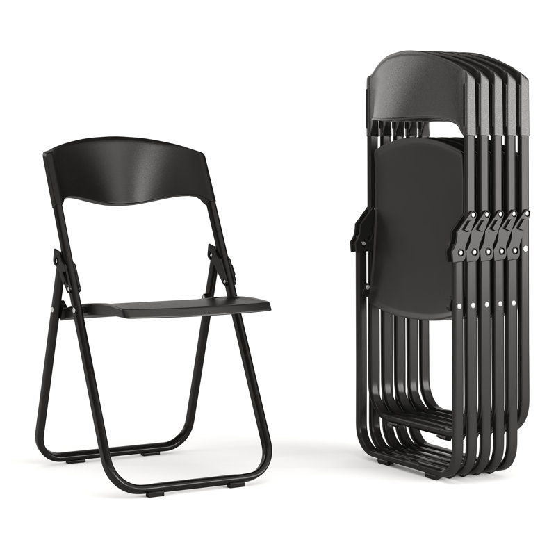 Chaise pliante en plastique robuste d'une capacité de 500 lb, Noir 