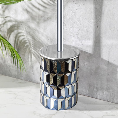 Brosse de toilette moderne et support (droite or noir)