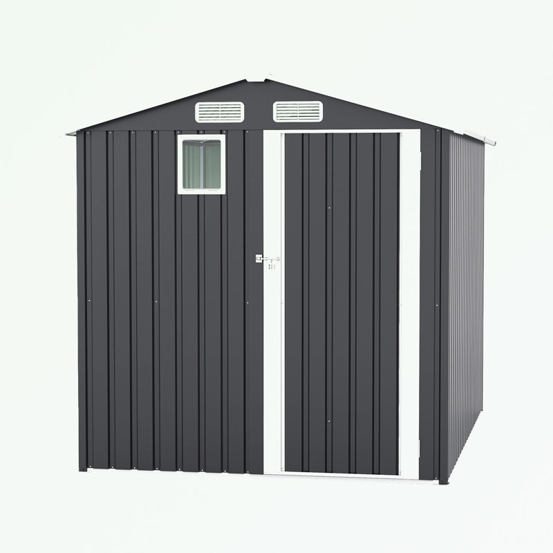 Remise de rangement en acier avec une porte verrouillable, Gris clair