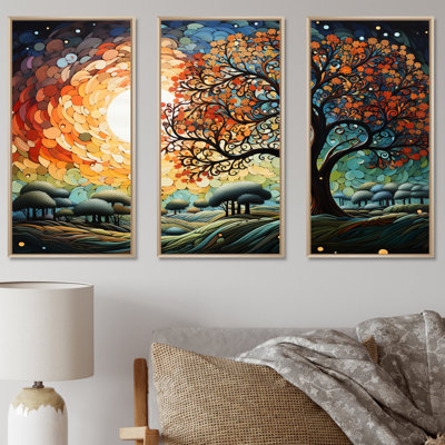 Chêne coloré au clair de lune Expression I - ensemble de reproduction d'art mural chêne