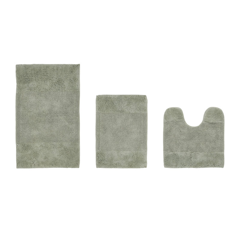 Ensemble de tapis pour salle de bain 3 pièces 100% coton 2155 g / m² Merkle, certifié OEKO-TEX®, envers en latex antidérapant, touffeté moelleux, super absorbant et lavable à la machine pour salle de bain, douche et baignoire, sable