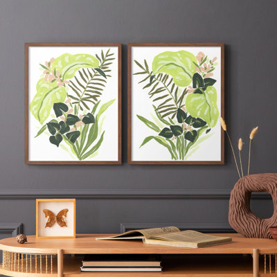 «Lime Leaf Medley I», reproduction encadrée de qualité supérieure - prête à être accrochée - aucun clou requis - aucun clou requis