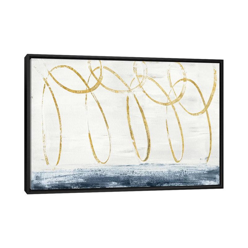 « city beach gold », impression sur toile, H 18 po x l 26 po x P 1,5 po, Toile encadrée noire, Pas de tapis